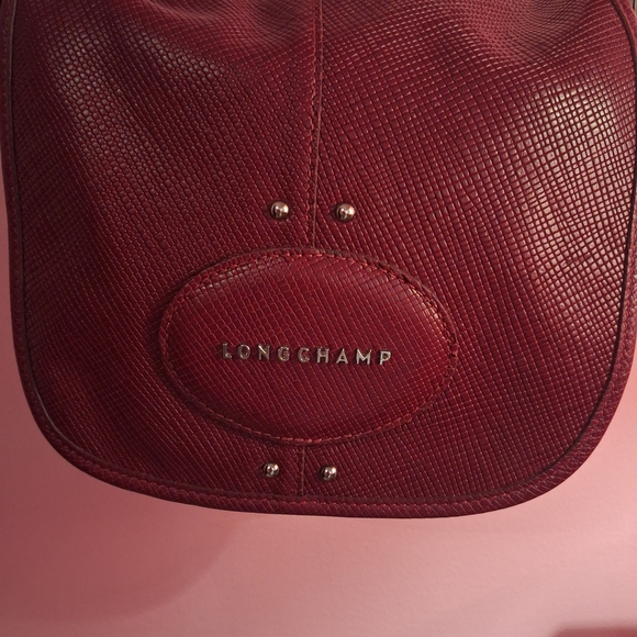 Longchamp Quadri Shoulder Bag Leather Red Wine